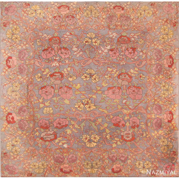 Nazmiyal Collection Square Size Allover Arts And Crafts Design Antique